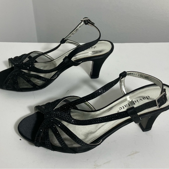 David Tate Women’s 6.5 Black Satin Strappy Refined Dress Heel NWOT - Picture 3 of 10
